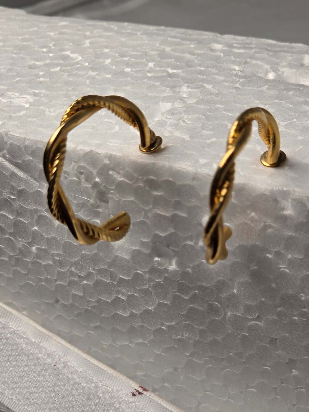 Vintage Gold-Tone Twisted Cable Open Cuff Bracelet